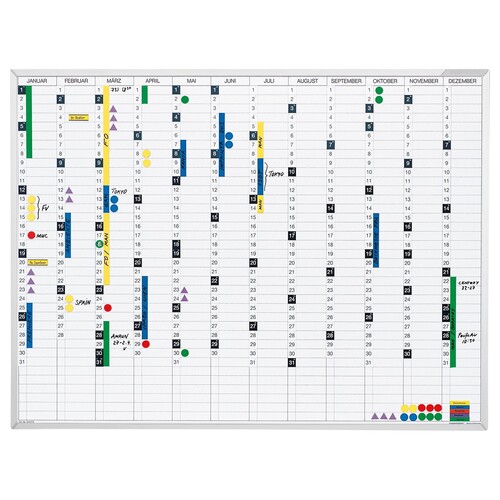Jahresplaner 120x90cm weiß magnetisch Magnetoplan 1241212 Produktbild Front View L