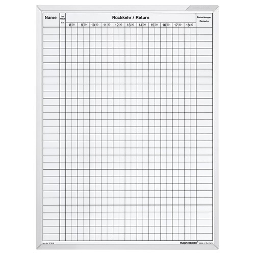 An- und Abwesenheitstafel 55x69cm weiß Magnetoplan 37016 Produktbild