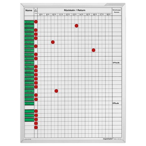 An- und Abwesenheitstafel 55x69cm weiß Magnetoplan 37016 Produktbild Additional View 1 L