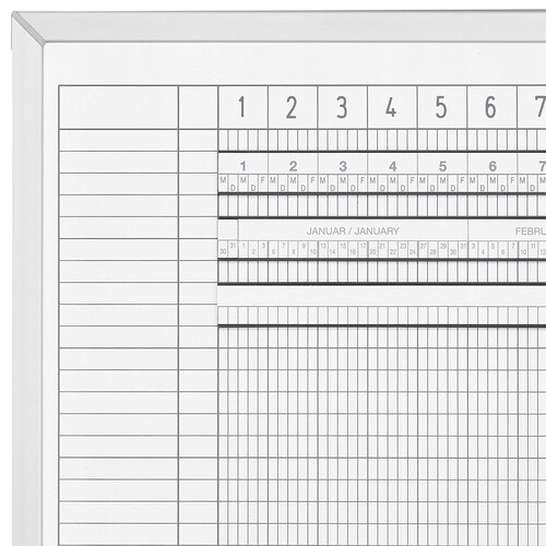 Aktivitätenplaner für 30 Personen 5-Tage Woche 150x45cm Magnetoplan 3703255 magnethaftend beschriftbar weiß Produktbild Additional View 6 L