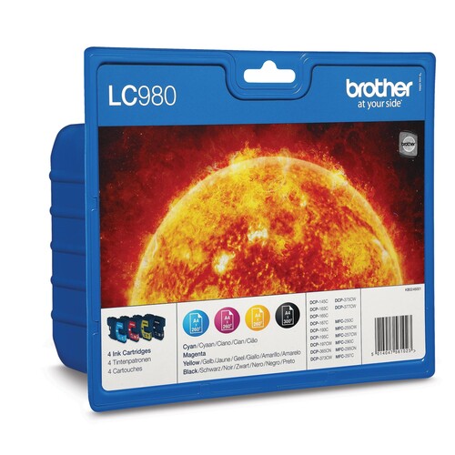 Brother Tintenpatrone LC980VALBPDR sw/c/m/y 4 St./Pack. (PACK=4 STÜCK) Produktbild Front View L