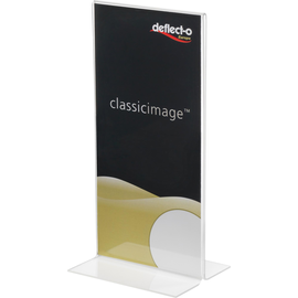 Tischaufsteller Classic Image gerade für doppelseitige Präsentation A4 1/3 Hoch- format glasklar Acryl Deflecto 45101 Produktbild