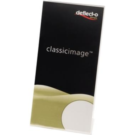 Tischaufsteller Classic Image DIN lang hoch schräg für einseitige Präsentation glasklar Acryl Deflecto 45201 Produktbild
