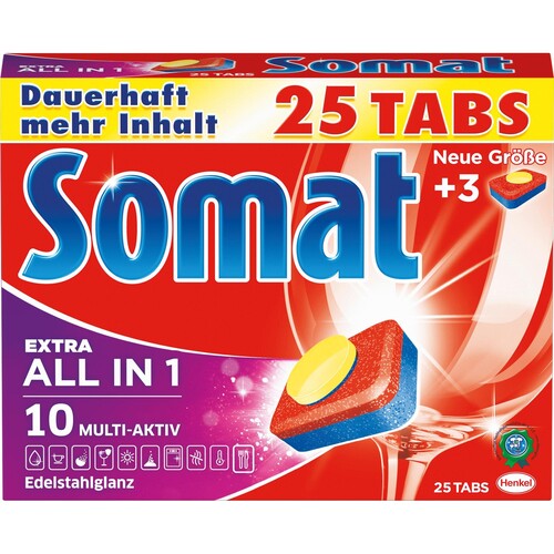 Somat Spülmaschinentabs 10 All in 1 10001338 Extra 25 St./Pack. (PACK=25 STÜCK) Produktbild Front View L
