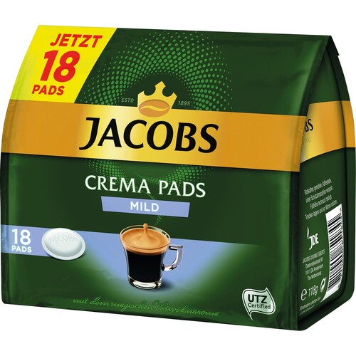 JACOBS Kaffeepads Crema mild 40546758 18 St./Pack. (PACK=18 STÜCK) Produktbild Front View L