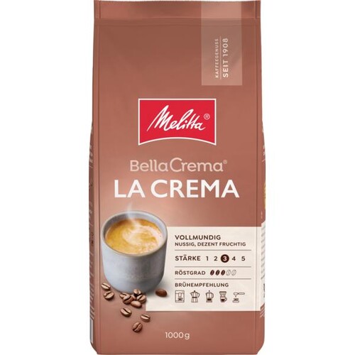 Melitta Kaffee BellaCrema LaCrema ganze Bohne 1.000g Produktbild Front View L