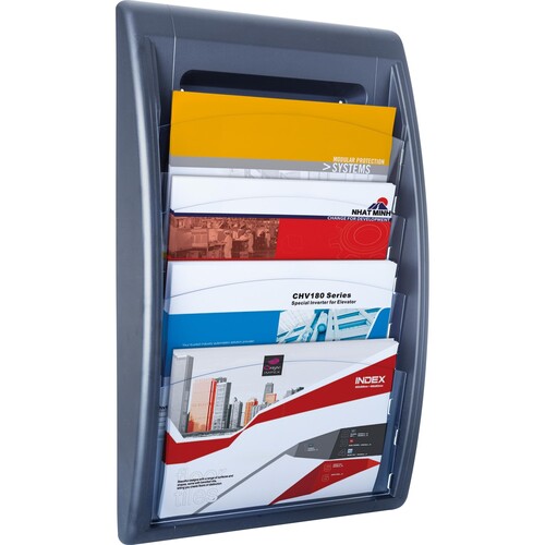 Paperflow Prospekthalter 4060.11 DIN A4 quer 4Fächer anthrazit Produktbild Front View L