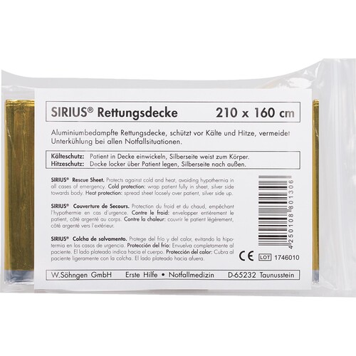 SIRIUS Rettungsdecke 0701001 210x160cm Produktbild