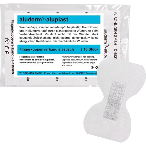 aluderm Fingerkuppenverband aluplast 1009184 el. 10 St./Pack. (PACK=10 STÜCK) Produktbild Front View L