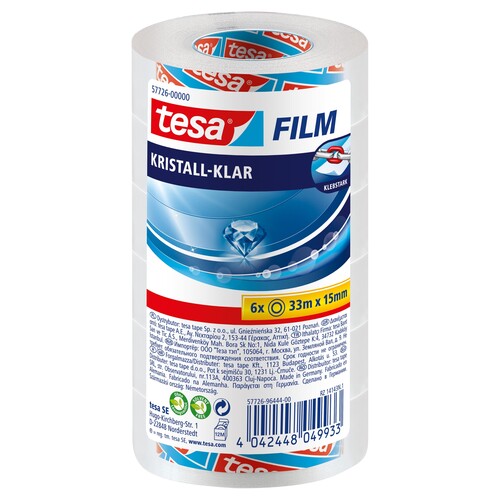 tesa Klebefilm 57726-00000-01 15mmx33m kristallklar 6 St./Pack. (PACK=6 STÜCK) Produktbild Additional View 1 L