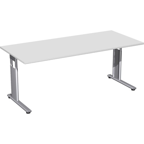 Geramöbel Schreibtisch C-Fuß Flex S-617146-LS 180x80x82cm l.grau/si Produktbild Front View L