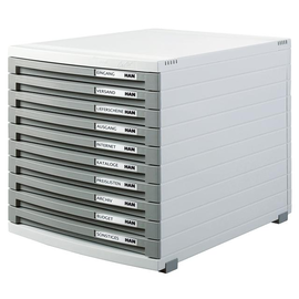 HAN Schubladenbox CONTUR 1510-19 DIN B4 10Schübe geschloss. lgr/d.gr Produktbild