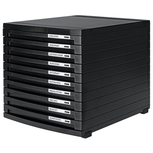 HAN Schubladenbox CONTUR 1510-13 A4/B4/C4 10Schübe geschl. sw/sw Produktbild Additional View 3 L