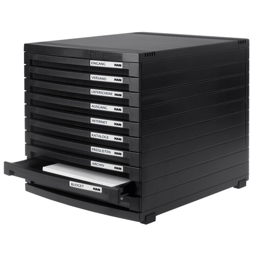 HAN Schubladenbox CONTUR 1510-13 A4/B4/C4 10Schübe geschl. sw/sw Produktbild Additional View 5 L