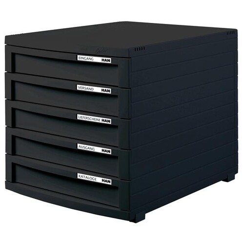 HAN Schubladenbox CONTUR 1505-13 DIN A4/B4/C4 5Schübe geschl. sw/sw Produktbild Additional View 1 L