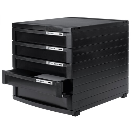 HAN Schubladenbox CONTUR 1505-13 DIN A4/B4/C4 5Schübe geschl. sw/sw Produktbild Additional View 5 L