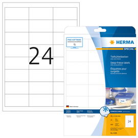 Etiketten Inkjet+Laser+Kopier 66x33,8mm auf A4 Bögen weiß Herma 4389 (PACK=600 STÜCK) Produktbild