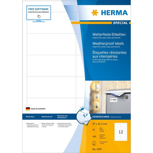HERMA Etikett 4597 97x42,3mm ws 480 St./Pack. (PACK=480 STÜCK) Produktbild Additional View 2 L