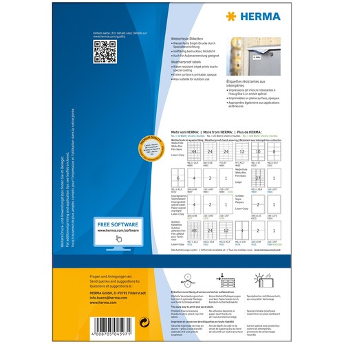 HERMA Etikett 4597 97x42,3mm ws 480 St./Pack. (PACK=480 STÜCK) Produktbild Additional View 6 L