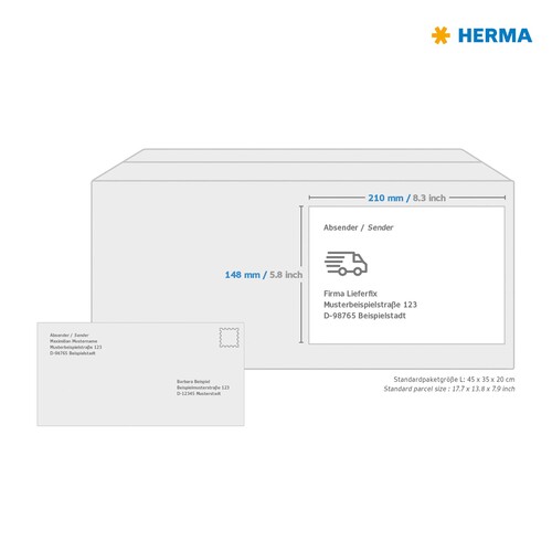 Etiketten Inkjet+Laser+Kopier 210x148mm auf A4 Bögen weiß extrem stark haftend Herma 10910 (PACK=50 STÜCK) Produktbild Additional View 2 L