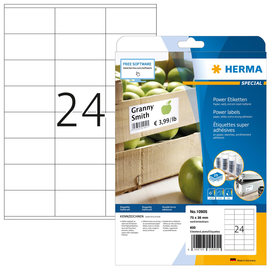 Etiketten Inkjet+Laser+Kopier 70x36mm auf A4 Bögen weiß extrem stark haftend Herma 10905 (PACK=600 STÜCK) Produktbild