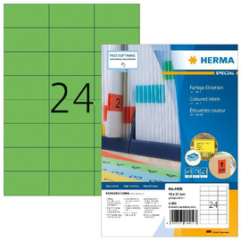Etiketten Inkjet+Laser+Kopier 70x37mm auf A4 Bögen grün permanent Herma 4409 (PACK=2400 STÜCK) Produktbild