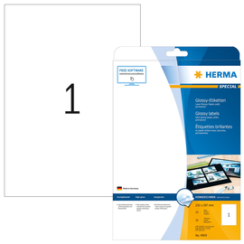 Etiketten Laser+Kopier 210x297mm auf A4 Bögen weiß glossy Herma 4909 (PACK=25 STÜCK) Produktbild