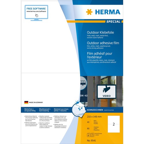 HERMA Etikett Outdoor 9541 210x148mm weiß 80 St./Pack. (PACK=80 STÜCK) Produktbild Additional View 2 L