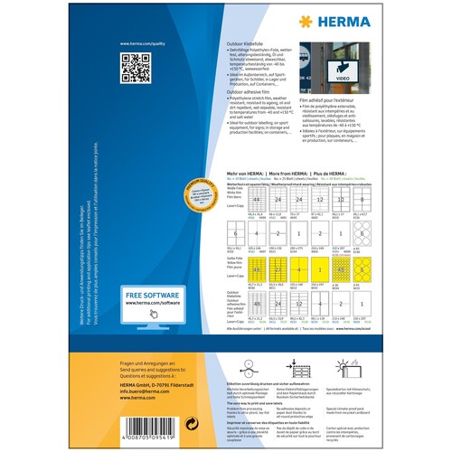HERMA Etikett Outdoor 9541 210x148mm weiß 80 St./Pack. (PACK=80 STÜCK) Produktbild Additional View 6 L