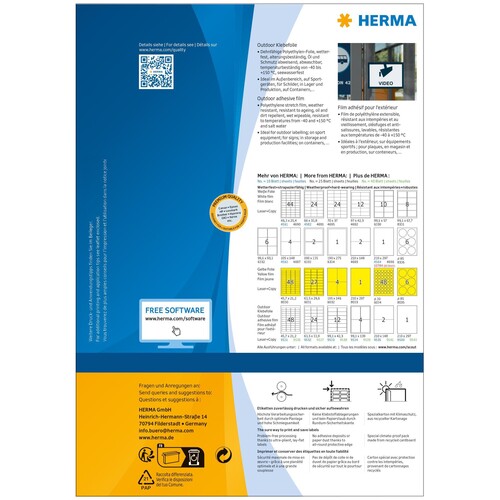 HERMA Etikett Outdoor 9541 210x148mm weiß 80 St./Pack. (PACK=80 STÜCK) Produktbild Additional View 7 L