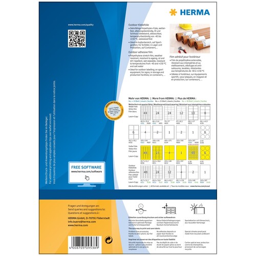 HERMA Etikett Outdoor 9538 99,1x42,3mm weiß 480 St./Pack. (PACK=480 STÜCK) Produktbild Additional View 6 L