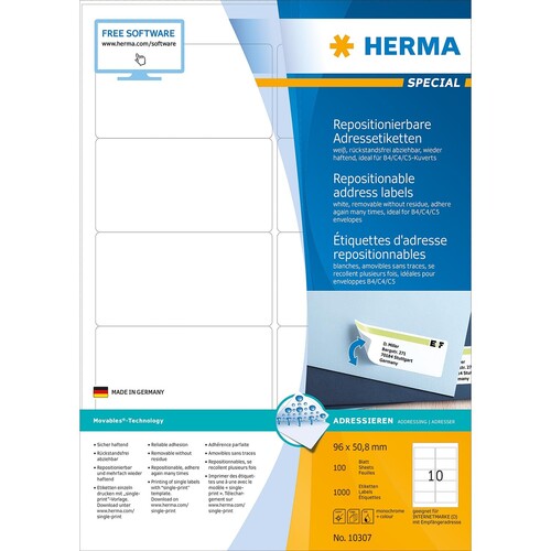 HERMA Etikett Movables 10307 96x50,8mm weiß 1.000 St../Pack. (PACK=1000 STÜCK) Produktbild Additional View 2 L