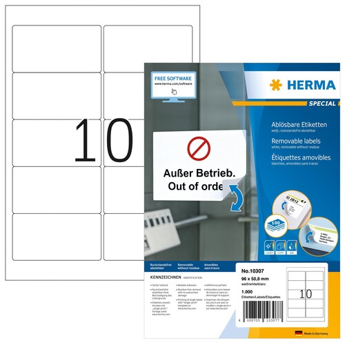 HERMA Etikett Movables 10307 96x50,8mm weiß 1.000 St../Pack. (PACK=1000 STÜCK) Produktbild Additional View 1 L