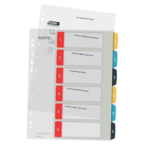 Leitz Register Cosy 12460000 A4 bedruckbar PP farbig 1-6 Produktbild Additional View 1 L