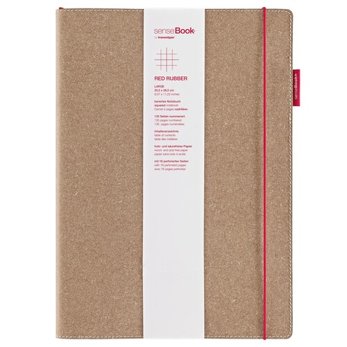 Notizbuch senseBook Red Rubber by transotype 20,5x28,5cm kariert mit rotem Gummiband 75020402 Produktbild