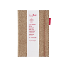 Notizbuch senseBook Red Rubber by transotype 14x21cm kariert mit rotem Gummiband 75020502 Produktbild