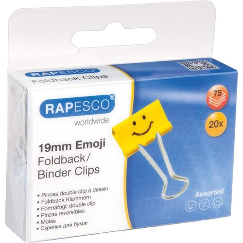RAPESCO FoldbackkLammer Emoji RP1351 19mm gelb (PACK=20 STÜCK) Produktbild Additional View 1 L