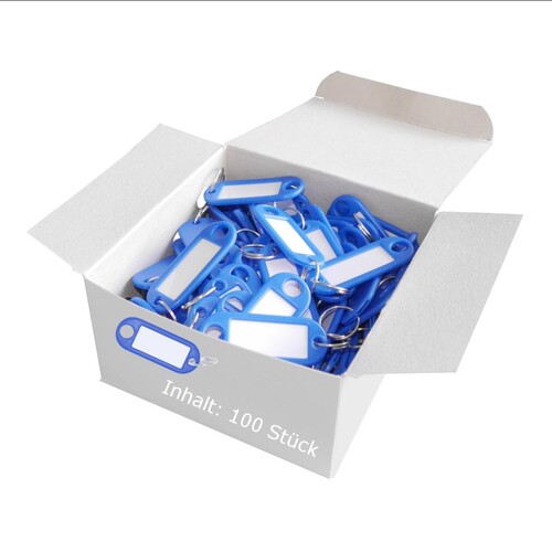 Schlüsselanhänger mit Ring und auswech- selbaren Etiketten 52x21x3mm blau Wedo Kunststoff 262.8018.03 (PACK=100 STÜCK) Produktbild Additional View 3 L