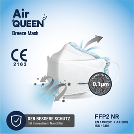 Mund- u. Nasenmaske FFP2 Air QUEEN Nanofaser CE2163 / EN149:2001+A1:2009 Produktbild