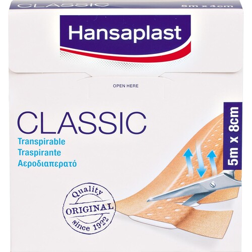 Hansaplast Pflaster CLASSIC 7577582 8cmx5m (ST=5 METER) Produktbild Front View L