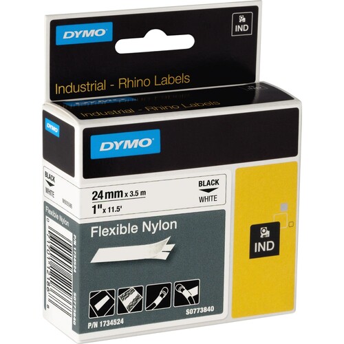DYMO Schriftbandkassette 1734524 IND 24mmx3,5m schwarz auf weiß Produktbild Front View L