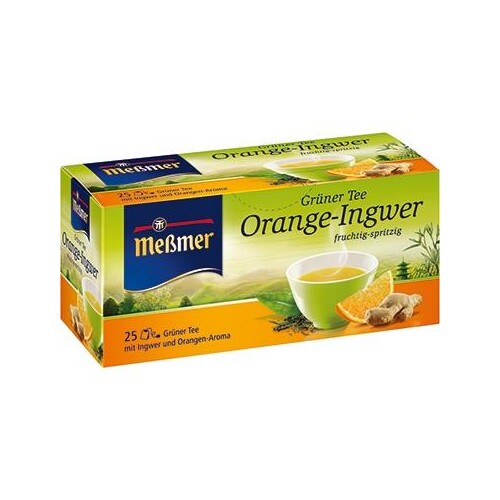 Meßmer Tee Grüner Tee Orange-Ingwer 25 Btl./Pack. (PACK=25 STÜCK) Produktbild Front View L