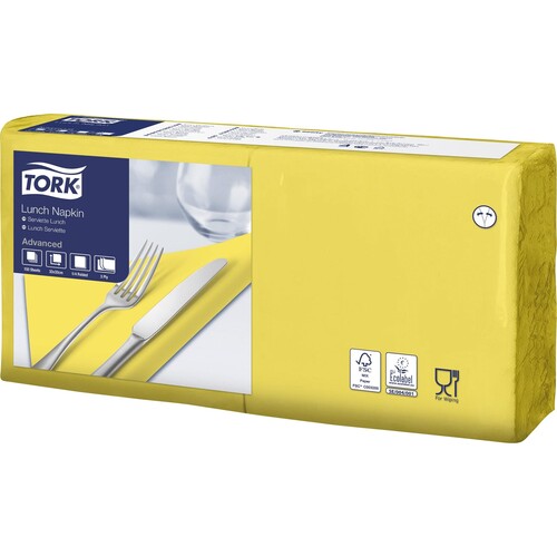 Tork Serviette 477862 33x33cm 3lg. 1/4 Falz gelb 150 St./Pack. (PACK=150 STÜCK) Produktbild Front View L