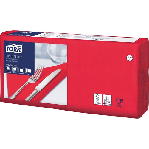 Tork Serviette 477861 33x33cm 3lg. 1/4 Falz rot 150 St./Pack. (PACK=150 STÜCK) Produktbild Front View L