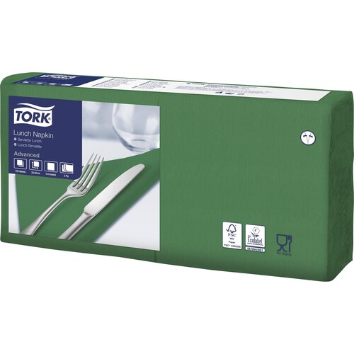 Tork Serviette 477413 33x33cm 3lg. 1/4 Falz dunkelgrün 150 St./Pack. (PACK=150 STÜCK) Produktbild Front View L