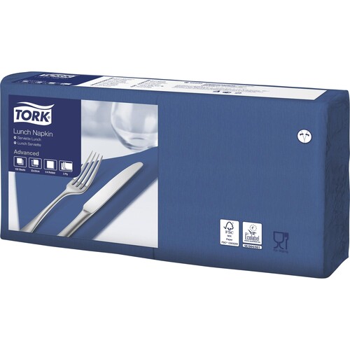 Tork Serviette 477412 33x33cm 3lg. 1/4 Falz dunkelblau 150 St./Pack. (PACK=150 STÜCK) Produktbild Front View L