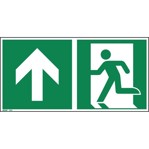 Hinweisschild Notausgang geradeaus ISO 7010 30x15cm grün/weiß Hart-PVC Produktbild Front View L