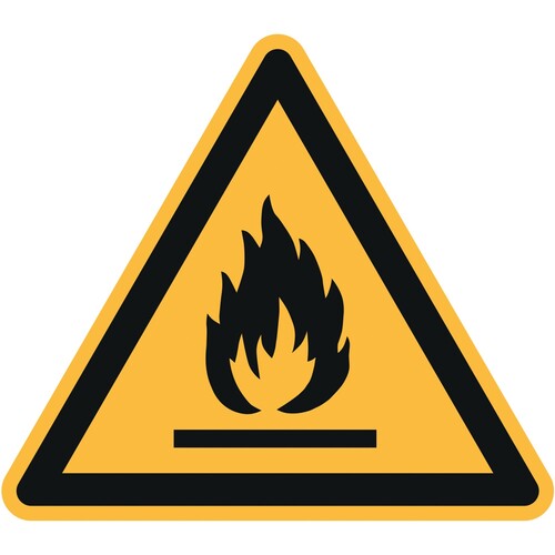 Hinweisschild Feuergefährlich ISO 7010 Dreieck 200x200x200mm PVC Produktbild Front View L