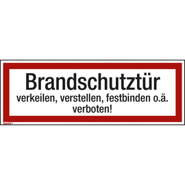 Hinweisschild Brandschutztür verkeilen 297x105mm Folie Produktbild