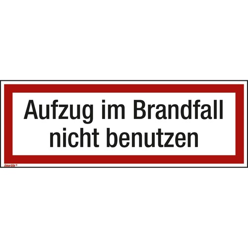 Hinweisschild Aufzug im Brandfall 297x105mm Folie Produktbild Front View L